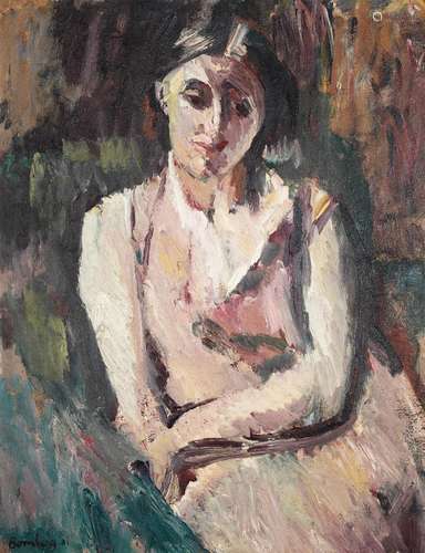 λ DAVID BOMBERG (BRITISH 1890-1957), PORTRAIT OF LADY SEATED...