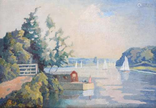 λ WALTER STEGGLES (BRITISH 1906-1997), BOATS ON THE THAMES N...