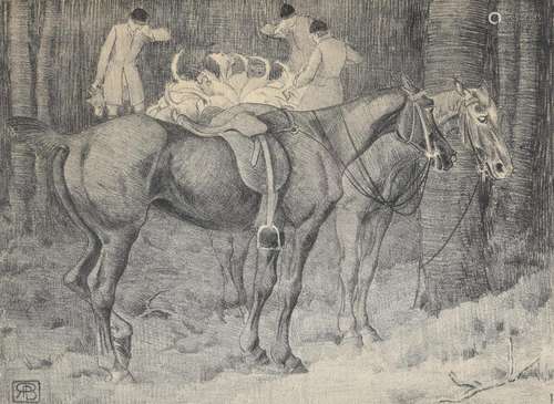 ROBERT POLHILL BEVAN (BRITISH 1865-1925), FOUR HUNTING SCENE...