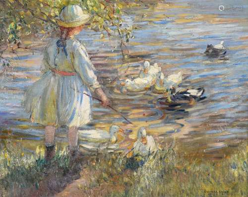 λ DOROTHEA SHARP (BRITISH 1874-1955), FEEDING THE DUCKS