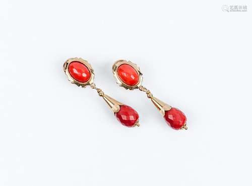 Pendientes italianos largos,'clip' vintage, en oro amarillo,...