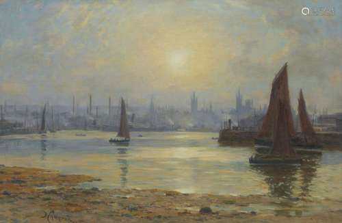 Duncan Cameron (British, 1837-1916) Aberdeen harbour 40.7 x ...