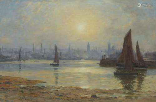 Duncan Cameron (British, 1837-1916) Aberdeen harbour 40.7 x ...
