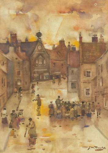 James Watterston Herald (Scottish, 1859-1914) Street scene a...