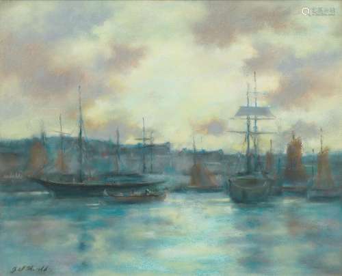 James Watterston Herald (Scottish, 1859-1914) Boats in harbo...