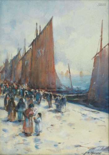 James Watterston Herald (Scottish, 1859-1914) Herring boats ...