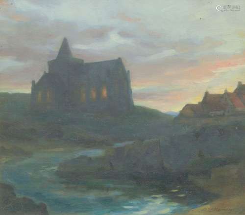 David P. Ramsay (Scottish, 1888-1944) St Monans Kirk 46 x 51...