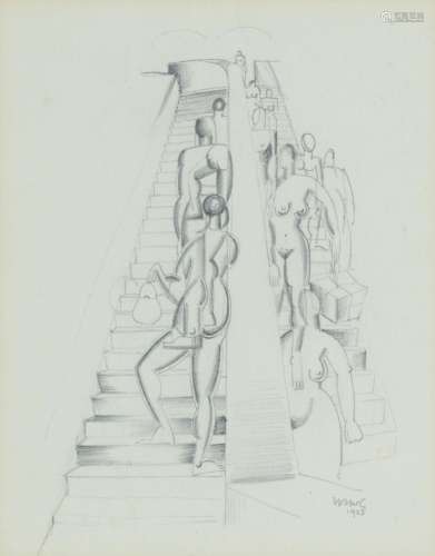 【AR】William McCance (British, 1894-1970) Figures on escalato...