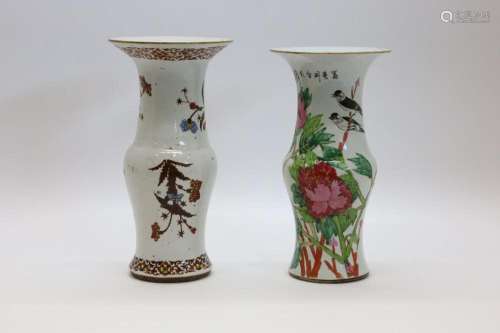 Chinese porseleinen vaas met bloemendecor - Hoogte 38 cm. + ...