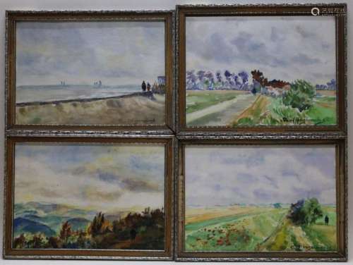 HAGEMANS Paul get. 'Landschappen' 4 aquarels 33 x 23