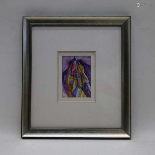 HOLMENS get. '81 - Moderne abstracte aquarel 13 x 9
