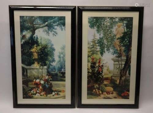 Ongetekend (naar Watteau) 'Genrescènes in park met bomen...