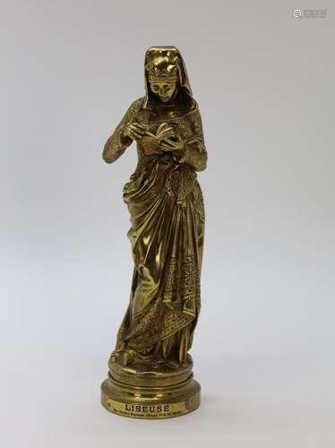 Carrier Belleuse 'La liseuse' vuurverguld bronzen be...