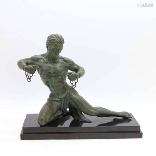 Cl. De RONCOURT get. 'Krachtpatser' kunstbronzen bee...