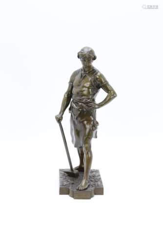 PICAULT E. get. 'Paxet labor, man met hamer' bronzen...