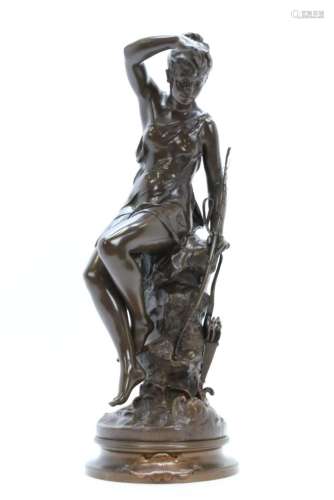 Signoret Ledieu 'Nymphe de Diane' 19e bronzen beeld ...