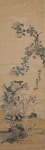 李鱓（张石园题签）水仙山茶纸本立轴
