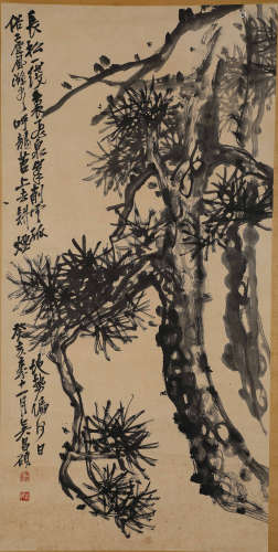 吴昌硕松石图（lot188-199为同一藏家藏）纸本立轴