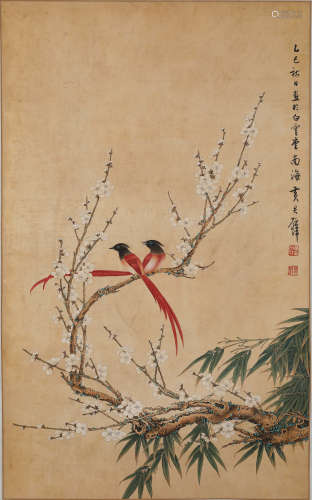 黄君璧花鸟（lot188-199为同一藏家藏）纸本镜片