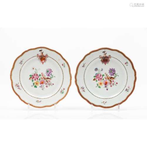 A pair of armorial plates