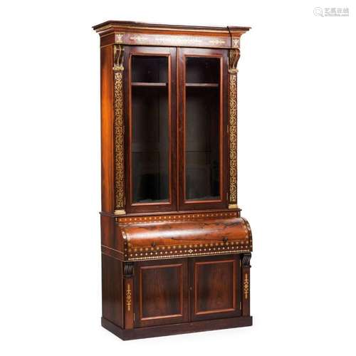 A Napoleon III style desk with bookcase