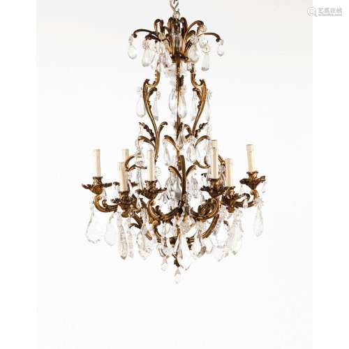 A Louis XV style nine branch chandelier