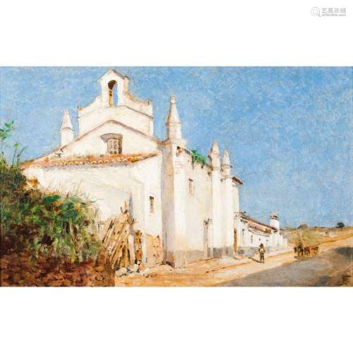 João Vaz (1859-1931)Landscape with church Signed