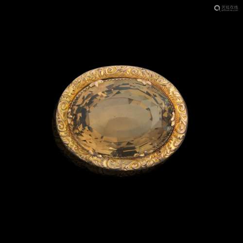 A GOLD AND CITRINE BROOCH, VICTORIAN