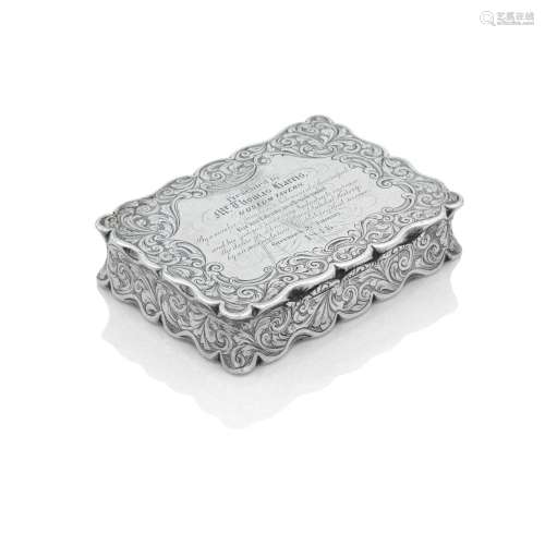 GREENOCK INTEREST, AN EARLY VICTORIAN TABLE SNUFF BOX,  By N...