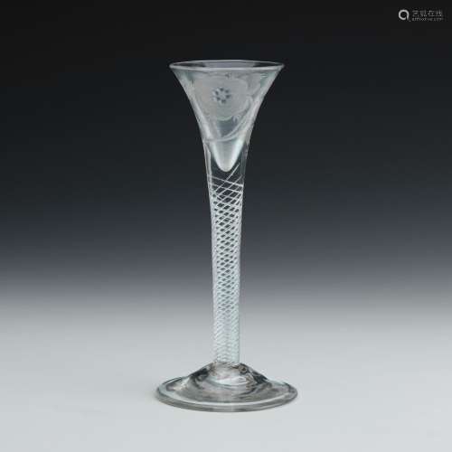 A JACOBITE AIR TWIST CORDIAL GLASS Circa 1750