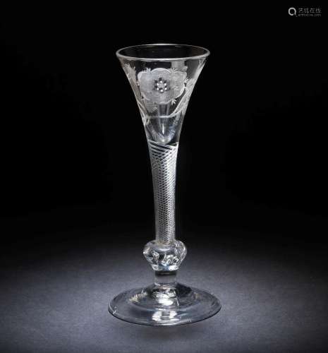 A JACOBITE COMPOSITE-STEM WINE GLASS Circa 1745-50