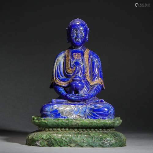 Qing Dynasty,Lapis Lazuli Stone Buddha Statue