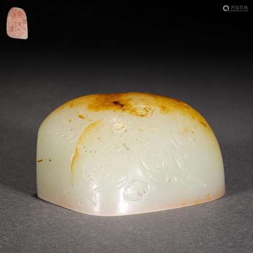 Qing Dynasty,Hetian Jade Rough Stone Seal