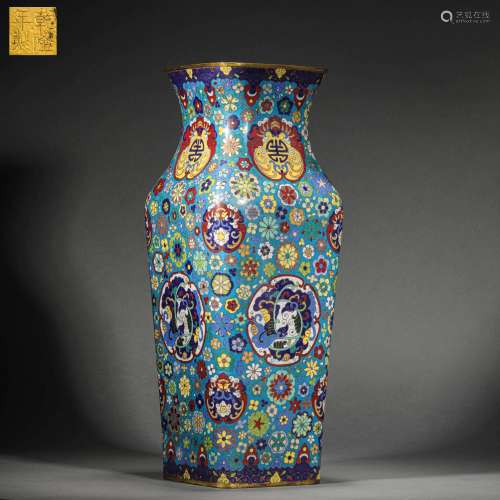 Qing Dynasty,Cloisonne Flowers Vessel