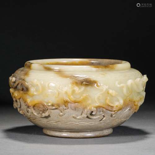 Han Dynasty, Hetian Jade Beast Pattern Jar
