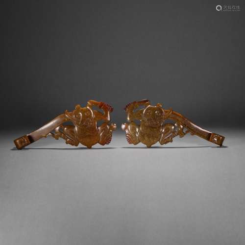 A Group Warring States Period of China ,Hetian Jade Belt Hoo...