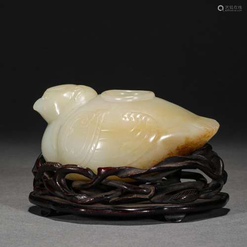 Qing Dynasty,Hetian Jade Bird Pattern Washing