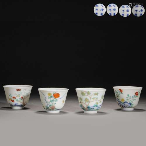 Qing Dynasty,Famille Rose Flower God Cup