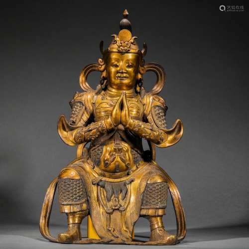 Ming Dynasty,Gilt Weituo Statue