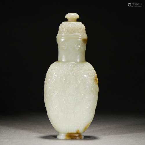 Qing Dynasty,Hetian Jade Flower Bottle