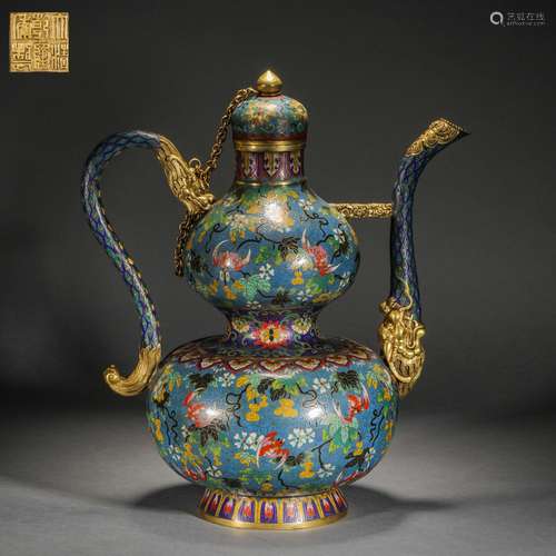 Qing Dynasty,Cloisonne Happiness and Longevity Holding Pot