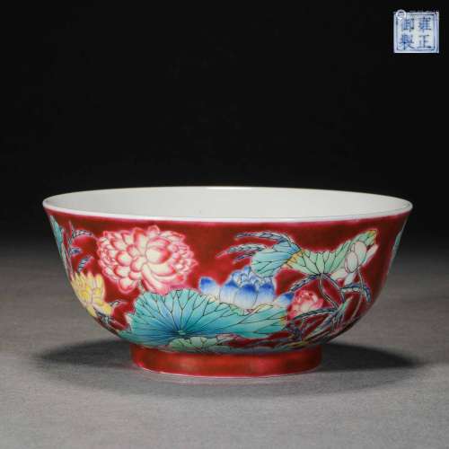 Qing Dynasty,Famille Rose Flower Large Bowl