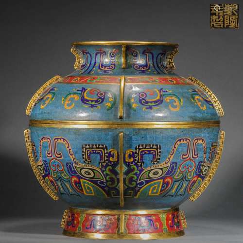 Qing Dynasty,Cloisonne Beast Pattern Jar