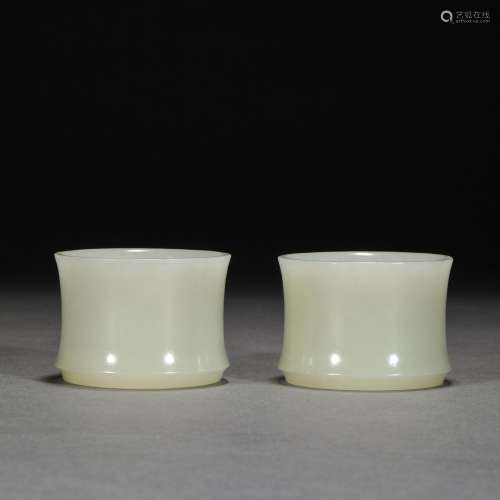 Qing Dynasty,Hetian Jade Cups a Group