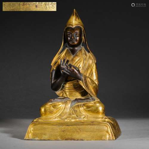 Qing Dynasty,Gilt Tsongkhapa Statue