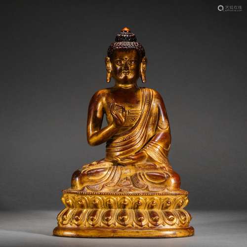 Qing Dynasty,Gilt Sakyamuni Buddha Statue