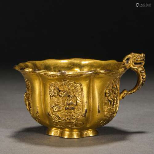 Qing Dynasty,Gilt Flower Cup