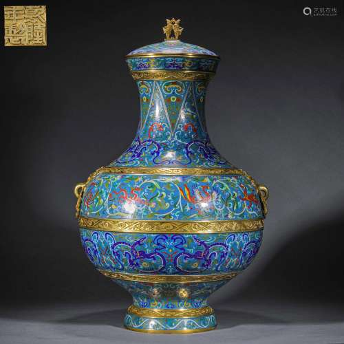 Qing Dynasty,Cloisonne Four Sacred Animal Appreciation Bottl...