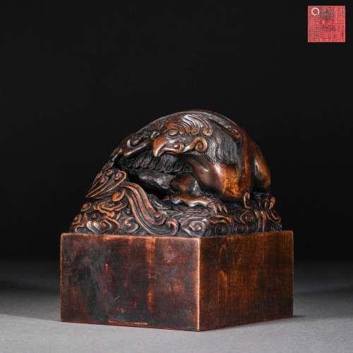 Qing Dynasty,Agalwood Beast Head Seal