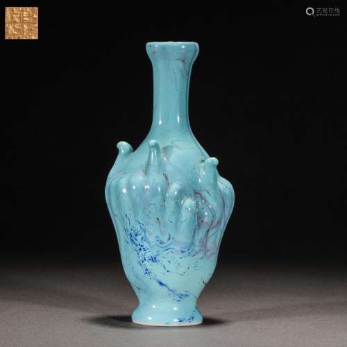 Qing Dynasty,Blue Glaze Buddha Head Porcelain